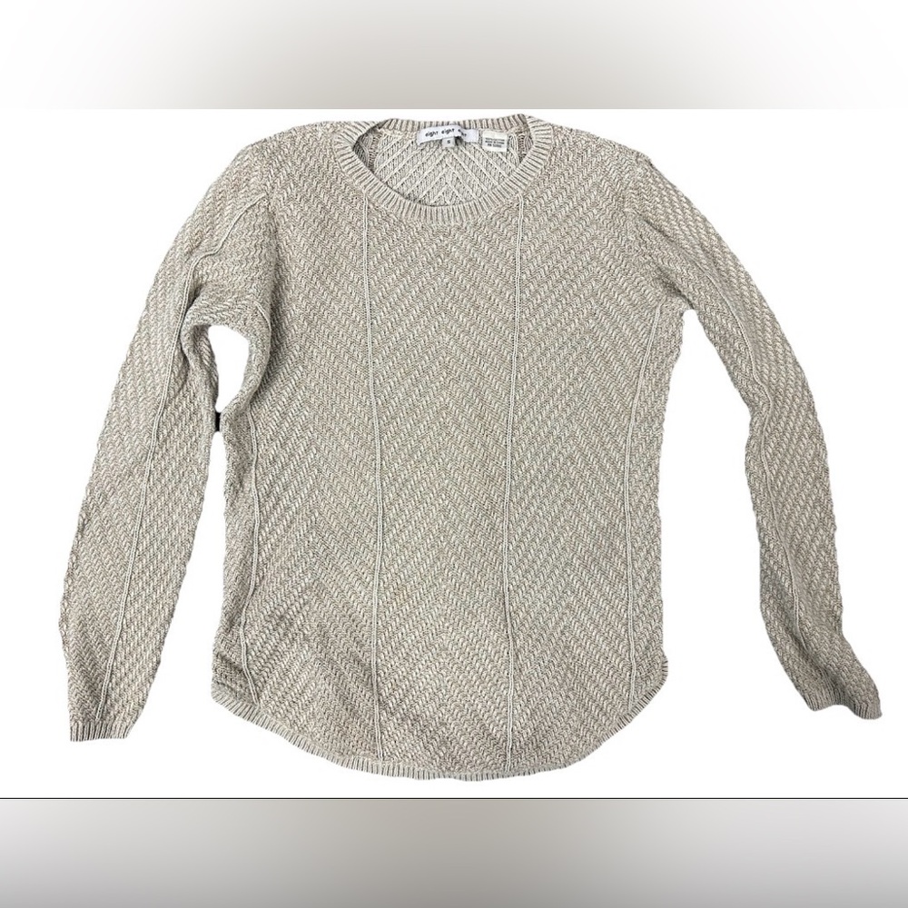 Eight Eight Eight Womens Grey/Tan Long Sleeve Pullover Sweater